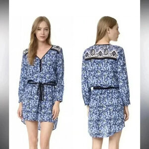 Veronica Beard Women’s Venice Ikay Front Tie Dress. Blue size 2.